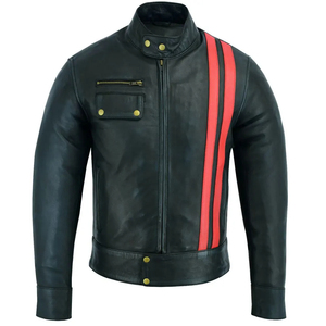 Veste de moto en cuir rembourrée coupe-vent pour garçons, équipement de motard confortable pour les pilotes de moto - Product Image 1