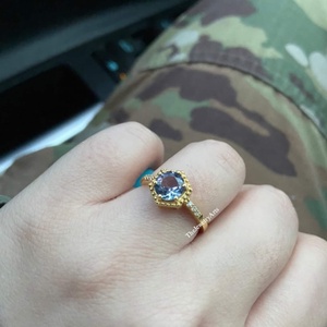 Vintage <b>Alexandrite</b> Hexagon Cut <b>Alexandrite</b> <b>Ring</b> 14K Rose Gold Halo Emerald <b>Ring</b> <b>Ring</b> For Women Unique <b>Engagement</b> <b>Ring</b> Gemstone - Product Image 3