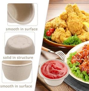 Contenants de sauce en bagasse durables pour la préparation de repas et les commandes à emporter – Gobelets de 2 oz pour garnitures de crème glacée et sauces de dessert - Product Image 3