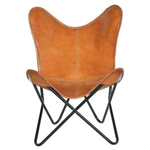 Luxury Tan Leather Butterfly <b>Chair</b> <b>Black</b> Metal Frame Handmade Modern <b>Dining</b> Lounge <b>Chair</b> for Living Room Office - Product Image 2