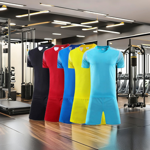 Wholesale Custom <b>Soccer</b> American Football Jerseys Breathable Quick Dry 100% Polyester V Neck Short Sleeve Team Uniform Set - Product Image 3