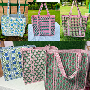 Ensemble de 3 sacs fourre-tout en coton matelassé faits à la main, brodés, à ouverture facile, écologiques, réutilisables, pour toutes les saisons, pour le shopping quotidien, à porter à l'épaule - Product Image 2