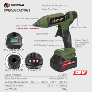 Bricolage professionnel Grade 18V sans fil pistolet à colle thermofusible polyvalent température réglable efficace batterie au Lithium puissance plastique - Product Image 6