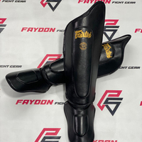 Protège-tibias de boxe et de kickboxing en cuir de vachette véritable Fairtex, nouveau design, avec logo personnalisé, vente en gros, pour entraînement Muay Thai