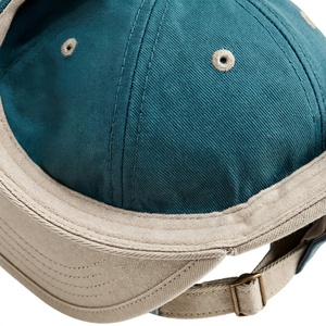 Gorra de Béisbol Amkoor Teal de 6 Paneles en Mezclilla con Visera Beige en Contraste, Transpirable, Impermeable, Ajustable, Unisex, Informal, para Primavera/Verano - Product Image 6
