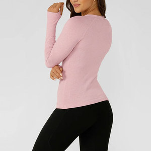 Athletic Sports Women Shirt Manufacturer Gym Clothes Custom Design High Elastane <b>Compression</b> Thumb Hole Long Sleeve Shirt - Product Image 6