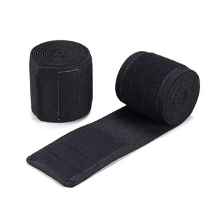 Manchon de soutien élastique noir pour genou, vêtement de fitness pour homme, couleur unie, logo personnalisé imprimé, en polyester - Product Image 3