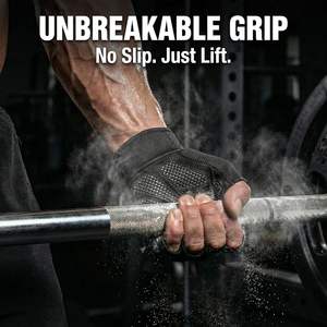 Guantes con Soporte Extendido para Muñeca, Guantes de Gimnasio Acolchados de Silicona de Alto Agarre, Guantes de Entrenamiento sin Dedos para Dominadas y Levantamiento de Pesas - Product Image 2