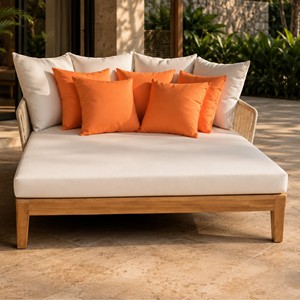 Cama de Día de Lujo para Patio Exterior con Estructura de Madera de Teca y Cojines Impermeables, Duradera y Ecológica, para Muebles de Patio de Hotel o Villa - Product Image 3