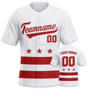 Maillot de baseball blanc personnalisé pour hommes femmes jeunes et enfants grande taille imprimé nom de l'équipe et numéro chemises bouton uniforme - Product Image 1