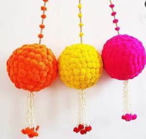 Boule de souci artificielle en soie/Genda Ball de 10 pouces, faite à la main, pour la décoration de Noël et du Nouvel An chinois - Product Image 4