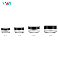 Pots à poudre libre cosmétique SAN PET de 3 ml à 80 ml en PMMA acrylique ABS avec couvercle noir et tamis PE, écologiques, recyclables, cylindres ISO