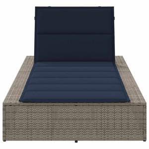 Chaise longue de patio réglable en rotin PE gris avec accoudoirs standard pour se prélasser au soleil - Product Image 4