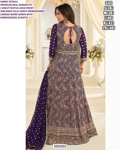 Anarkali élégant en georgette brodée Bandhani, longueur ras du sol, pour mariage et Diwali - Product Image 2