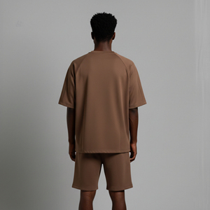 Nouvel arrivage 2026 – Ensemble 2 pièces pour homme en coton 100 %, coupe ample, épaules tombantes, bicolore, avec logo imprimé DTF personnalisé et respectueux de l'environnement - Product Image 5