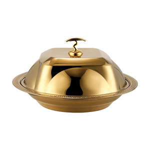 Calentador de Alimentos Metálico con Diseño Árabe, Acabado Brillante Pulido, Hecho a Mano, Elegante Plato para Servir Comida Caliente - Product Image 3