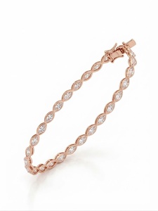 สร้อยข้อมือเพชรทรงมาร์คีส์ 14K ทองคำขาว 5x2.5 มม. 4.3 กะรัต สี E ความสะอาด VVS2 เพชรเพาะเลี้ยงในห้องปฏิบัติการ เครื่องประดับชั้นดี ของขวัญแต่งงานสำหรับเจ้าสาว - Product Image 3