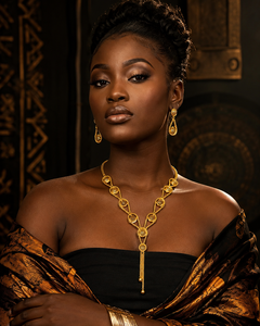 Elegant African Heritage Gold Plated Necklace Set for <b>Bridal</b> Wedding and Special Occasion - Product Image 3