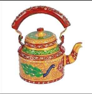 Nouvelle théière décorative artisanale écologique Art Déco, motifs floraux vibrants, motifs indiens traditionnels, Diwali - Product Image 2