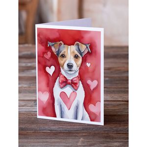 Whimsical A7 Tamaño 5x7 Jack Russell Terrier My Valentine Tarjetas de felicitación Pack 8 Tarjetas de nota en blanco con sobres - Product Image 2