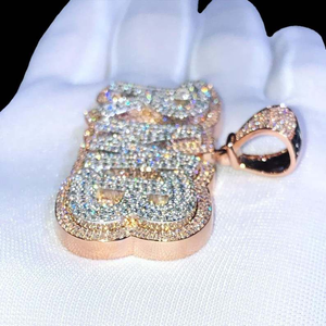 Pendentif personnalisé en moissanite Elite, en argent 925 plaqué rhodium, collier statement hip-hop serti de pierres, bijoux fins unisexes - Product Image 5