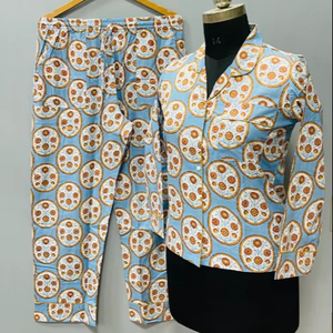 Ensemble de pyjama indien imprimé floral en coton pour femme, grande taille, tenue de détente, pyjama de demoiselle d'honneur, ensemble de pyjama - Product Image 1