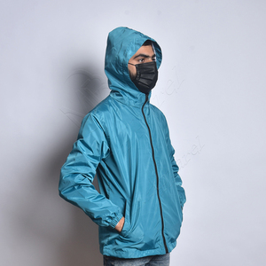 Men's Hooded Windproof PU <b>Jacket</b> Casual Autumn Wear Zipper Front Solid Color <b>Slim</b> <b>Fit</b> Regular Length Polyester Shell - Product Image 2