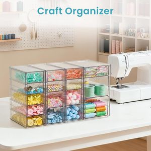 4 Set Clear Acrylic Desk Organizer with 16 <b>Drawers</b> Desktop & <b>Drawer</b> Organizers <b>for</b> Pen <b>Storage</b> Office Supplies Organization - Product Image 4