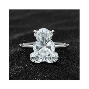 Anillo de Compromiso Solitario Chapado en Oro de Plata 925 con Diamante Cultivado en Laboratorio de 1 Quilate, Corte Teddy Bear, DEF VVS VS, Certificado GIA IGI, Regalo - Product Image 1