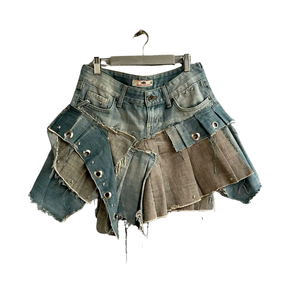 Style alternatif patchwork jupe en jean mode underground Vietnam fournisseur quantité minimale de commande 50 pcs - Product Image 1