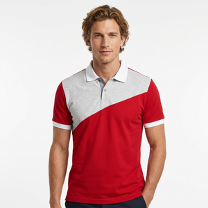 Men's Short Sleeve Solid Color Blocked for Shirt Knitted Regular Fit Casual Breathable 50% Cotton/50% Polyester 220 Grams - Product Image 4