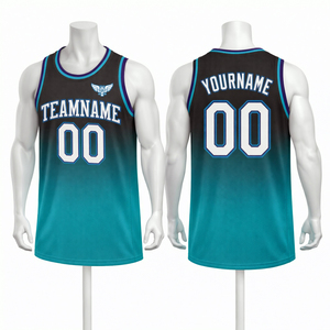 Maillot de basket-ball personnalisé bleu et jaune pour hommes, sans manches, en maille, uniforme d'équipe, nom et numéro personnalisés, chemise de sport par sublimation - Product Image 5