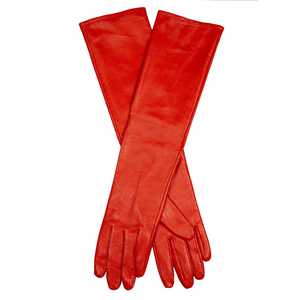 Guantes largos de cuero rojo estilo opera sin forro para fiestas y uso en invierno - Product Image 2