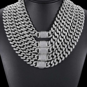 Cadena Cubana de Diamantes Chapada en Oro de Alta Calidad, Collar Estilo Hip Hop para Raperos, Accesorios de Moda para Venta al Por Mayor - Product Image 4