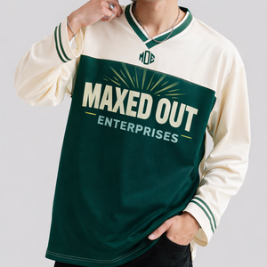 Maillot de football américain unisexe personnalisé à manches longues, color block, en mesh, streetwear, uniforme d'équipe, marque privée, fabricant OEM, USA - Product Image 1