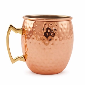 Moscow Mule Mug 500 ml | Stainless Steel Cocktail Mug with <b>Handle</b> | Hammered Drink Mug for Beer Cocktails Iced Drinks & Mocktai - Product Image 1