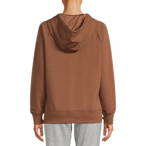 Sweat-shirt à capuche pour femme IBRATEX International, couleur unie, manches longues, tricoté, 100% coton, avec poche avant - Product Image 4