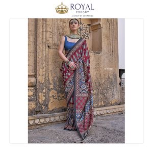 Good Quality Latest Fashion of Bollywood Style Elegant Design Women Party Wear Silk Saree with Digital Print at Low Price - Product Image 2