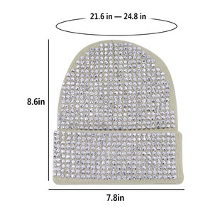 New Arrival Rhinestones <b>Beanie</b> Hat Stylish Winter Headwear Soft Stretch Acrylic Fabric Custom Manufacturing Wholesale Supplier - Product Image 5