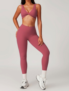 Wholesale Customization 2 Piece Solid Active Wear Set Women Gym Workout Butt Lifting Yoga Set Quick Dry Breathable Eco-Friendly - Product Image 6