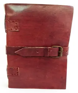 Carnets — Journal intime en cuir véritable avec ceinture pour hommes et femmes, avec ceinture de voyage, serrure, pour Journal intime