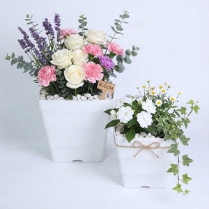 Macetas Cuadradas de Plástico PP Resistentes pero Ligeras con Textura Ondulada para Proyectos de Jardinería, Compra al por Mayor, Tamaño Grande Premium - Product Image 1