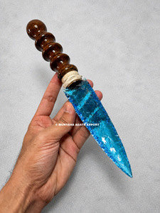 MUNTAHA AGATE Athame en obsidienne aqua polie de 10 pouces, fabriqué à la main, avec manche, pour les rituels païens et la décoration intérieure - Product Image 3