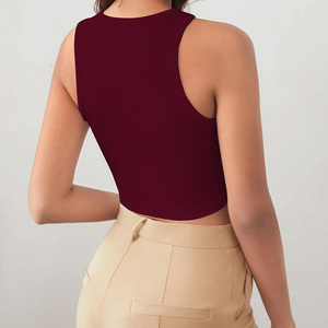 Women Tank <b>Tops</b> Sleeveless Casual Knitted Spandex Cotton O-Neck Quick Dry Breathable Eco-Friendly 220g Jersey - Product Image 4