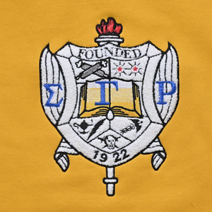 Sweat-shirt en chenille Sigma Gamma Rho doré pour femme, broderie de lettres grecques, col rond, haut décontracté de qualité supérieure - Product Image 5