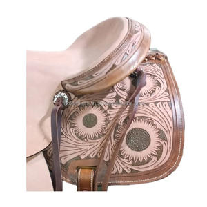 Bellamente tallado hecho a mano estilo vaquero americano Western Pleasure Trail Riding Saddle para montar carreras y reining a granel - Product Image 3