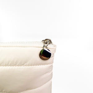 <b>White</b> Cosmetic <b>Bag</b> Quilted Nylon <b>Clutch</b> Flat-mouthed <b>Bag</b> Customizable With Logo - Product Image 5