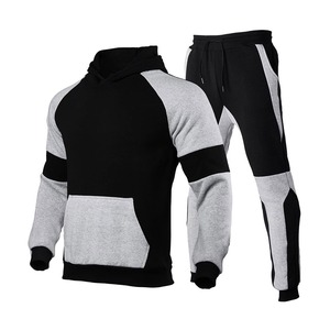 Men Color Blocking Tracksuit Hooded Sweatshirt With Drawstring Pants Full Length Casual Wear Street Style Fashion Regular Fit - Product Image 5