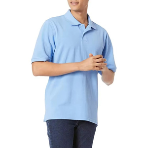 Polo à manches courtes pour homme, vert olive, coupe classique, décontracté, couleur unie, tissu tricoté - Product Image 3
