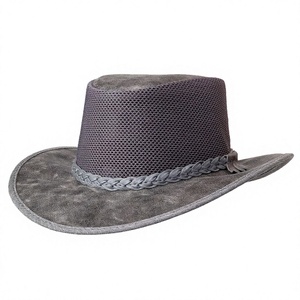 Unisex Gray Genuine Leather Cowboy <b>Hat</b> Wide Brim Braided <b>Band</b> Outdoor Casual Winter Adult ELYSIAN INDUSTRIES European-American - Product Image 5